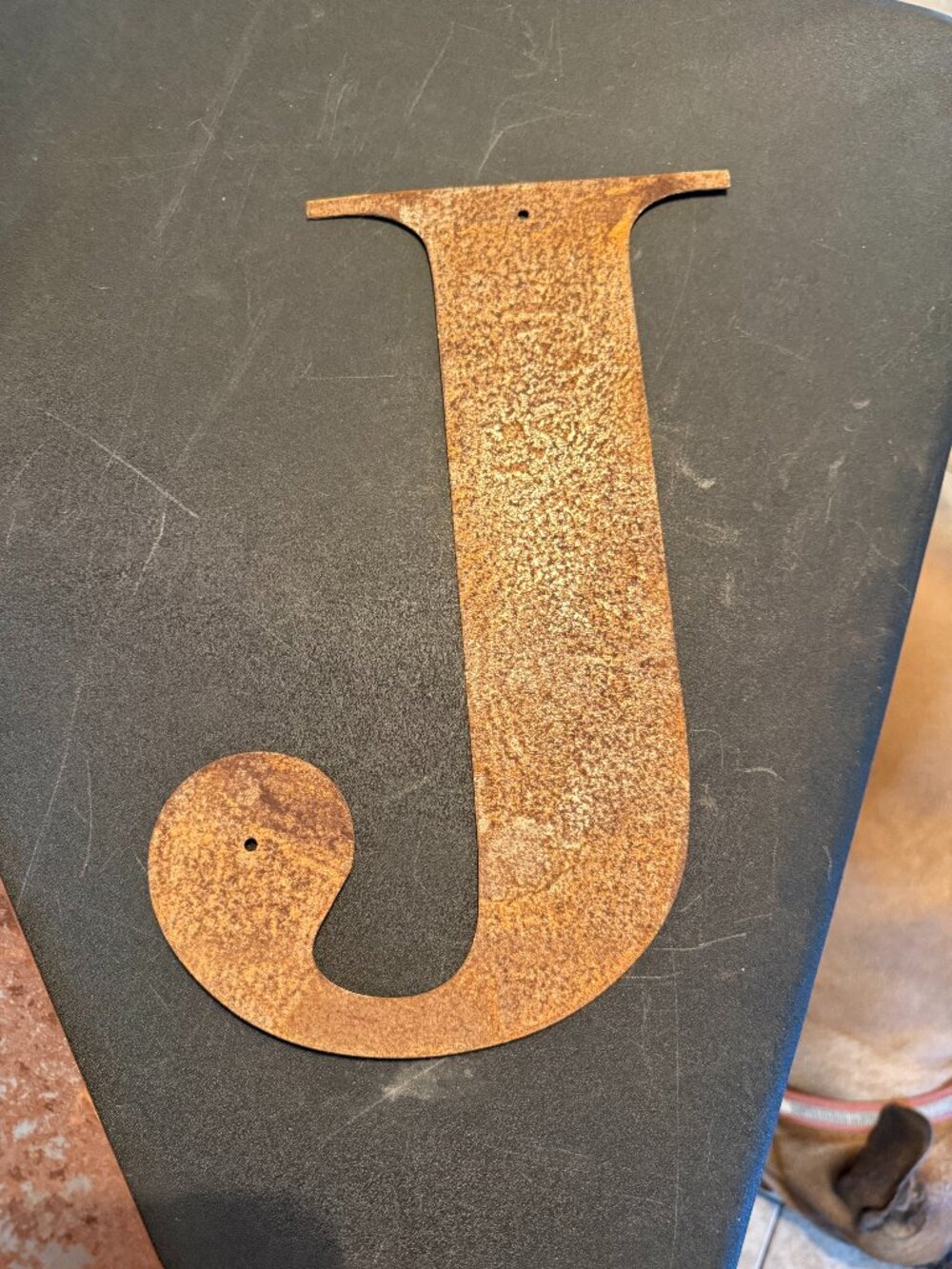 Rustic LETTER J 11.5” X6" Metal Initial Sign Decor Wall Hanging Monogram